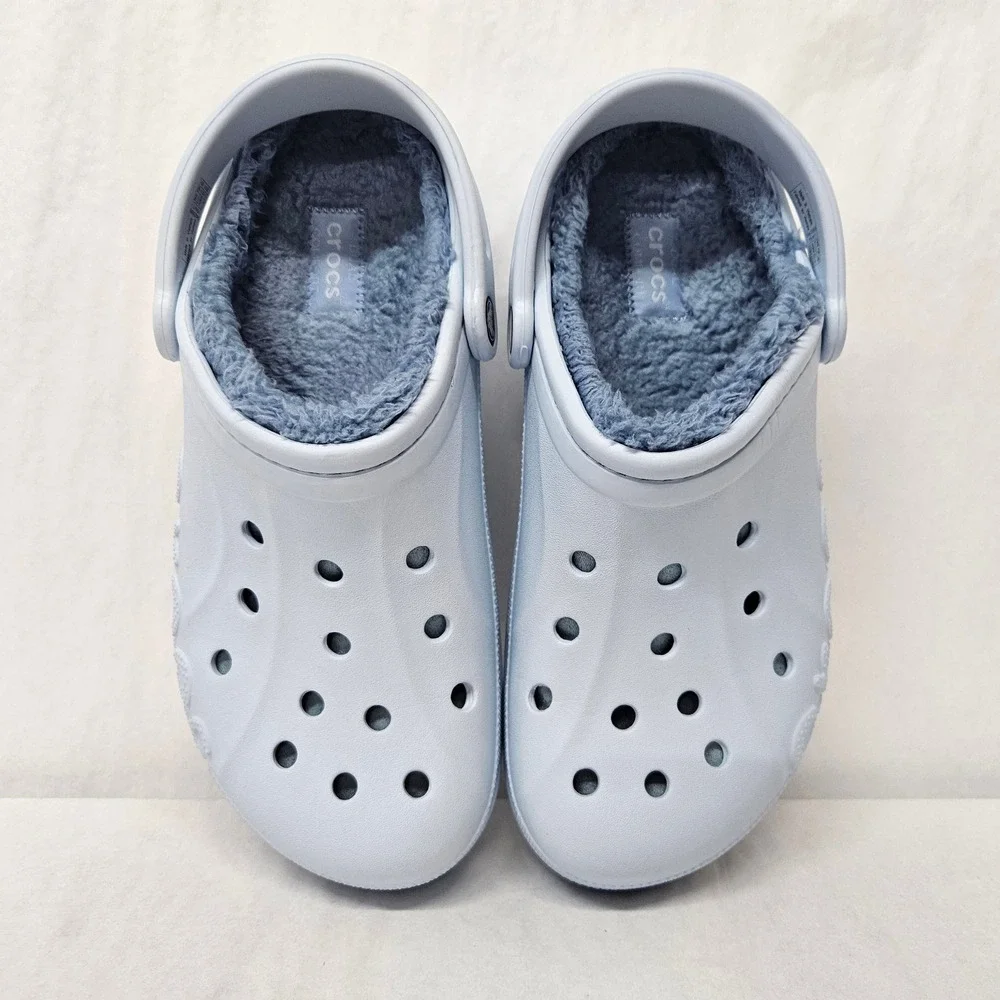Crocs Baya Lined Clog Faux Fur‎ Fuzzy Slip On 205969 Light Blue Men Size 9